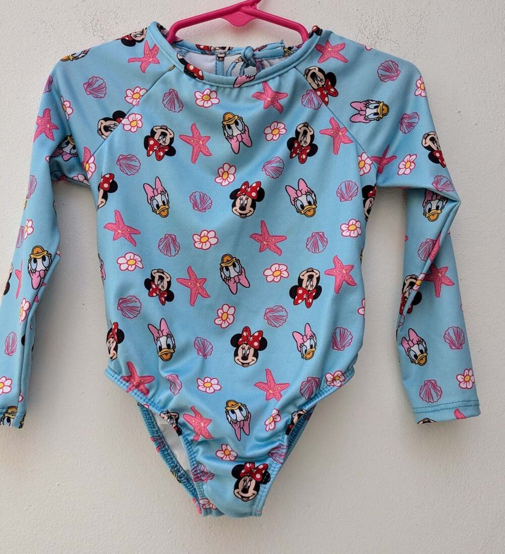 Disney Baby Girl Minnie Mouse Long Sleeve Bathing Suit Blue Size 2